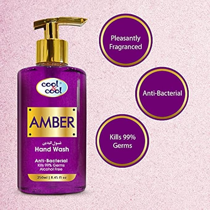 Cool & Cool ARABIC SERIES AMBER HAND WASH -250ML - ANTIBACTERIAL, ALCOHOL-FREE, MOISTURIZING WITH VITAMIN E, 99% GERM-KILLING FORMULA - Image 3